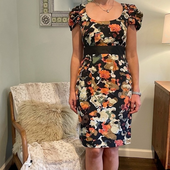 Moulinette Soeurs Abstract Floral Silk Dress - Picture 1 of 12